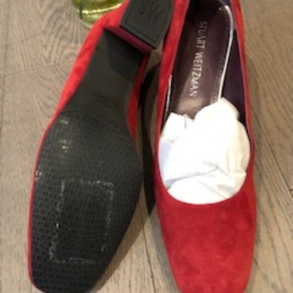 Stuart Weitzman Suede Leather Shoes Red Size 9 - Picture 4 of 4